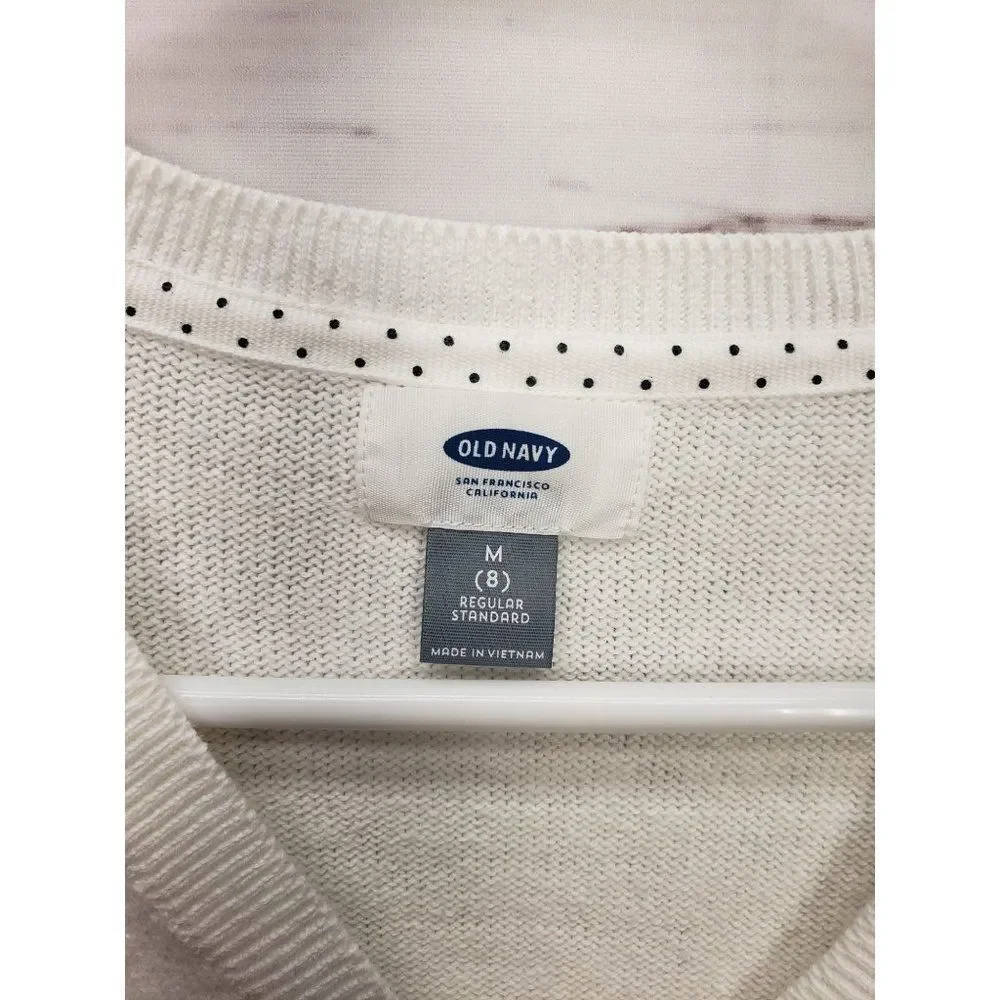 Old Navy White Button Up Girl's Size 8 Regular‎ School Uniform Sweater